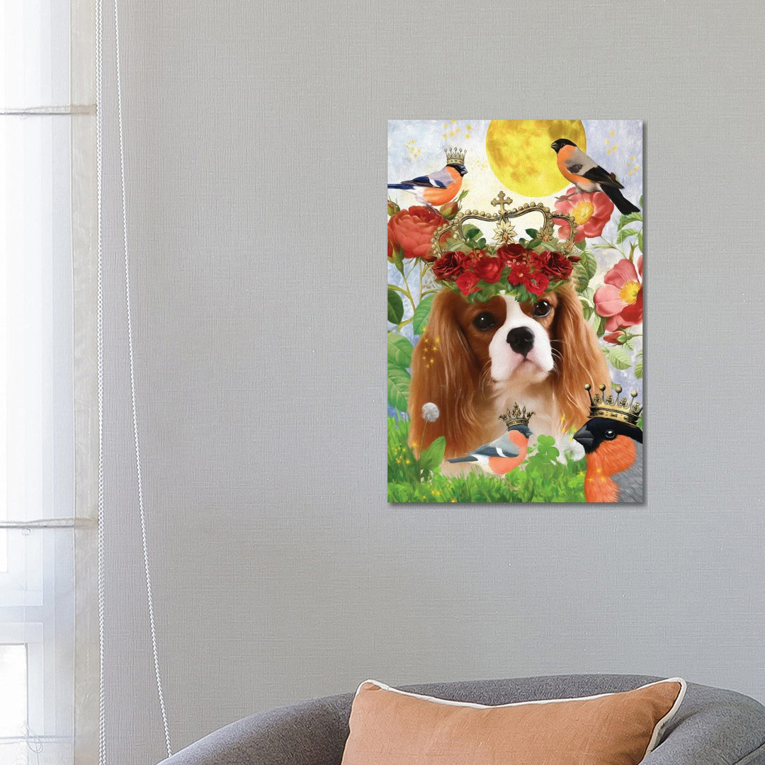 Cavalier King Charles Spaniel And Bullfinch