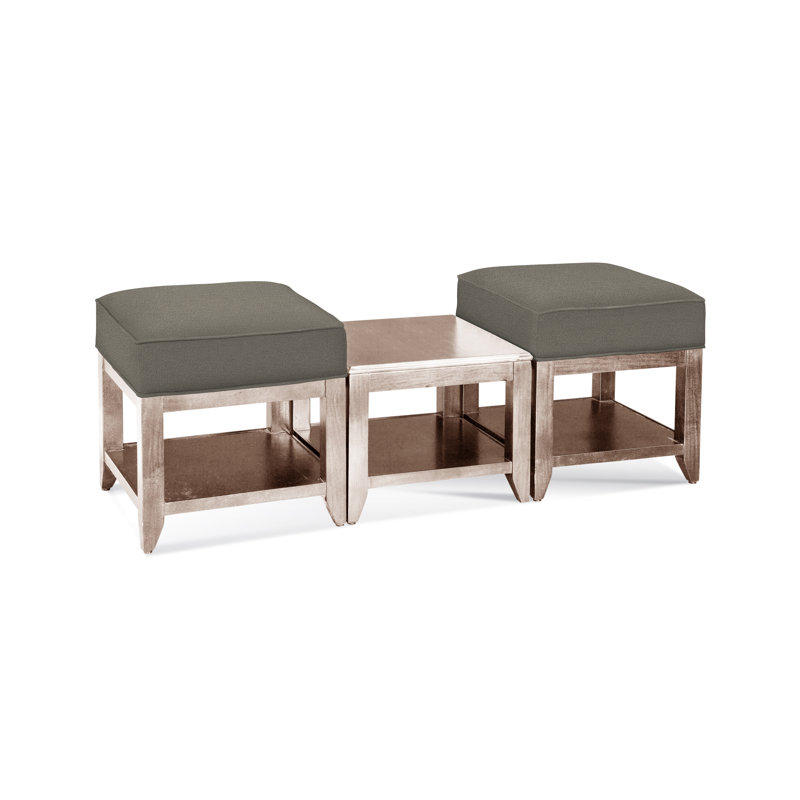 Elements Upholstered Cube Ottoman, Neutral Performance Plaid; 0121-93, Bisque