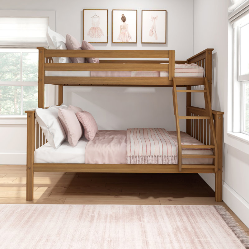 Twin Over Full Solid Wood Standard Bunk Bed, Pecan
