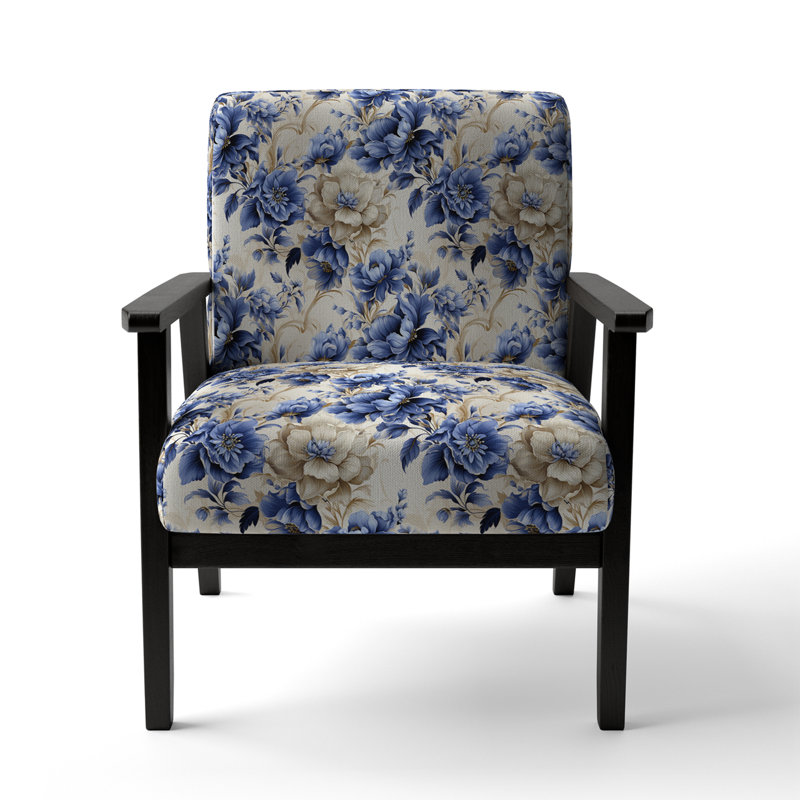 Chaise d'appoint florale Cobalt, Cadres ornementaux bleu cobalt victorien VI