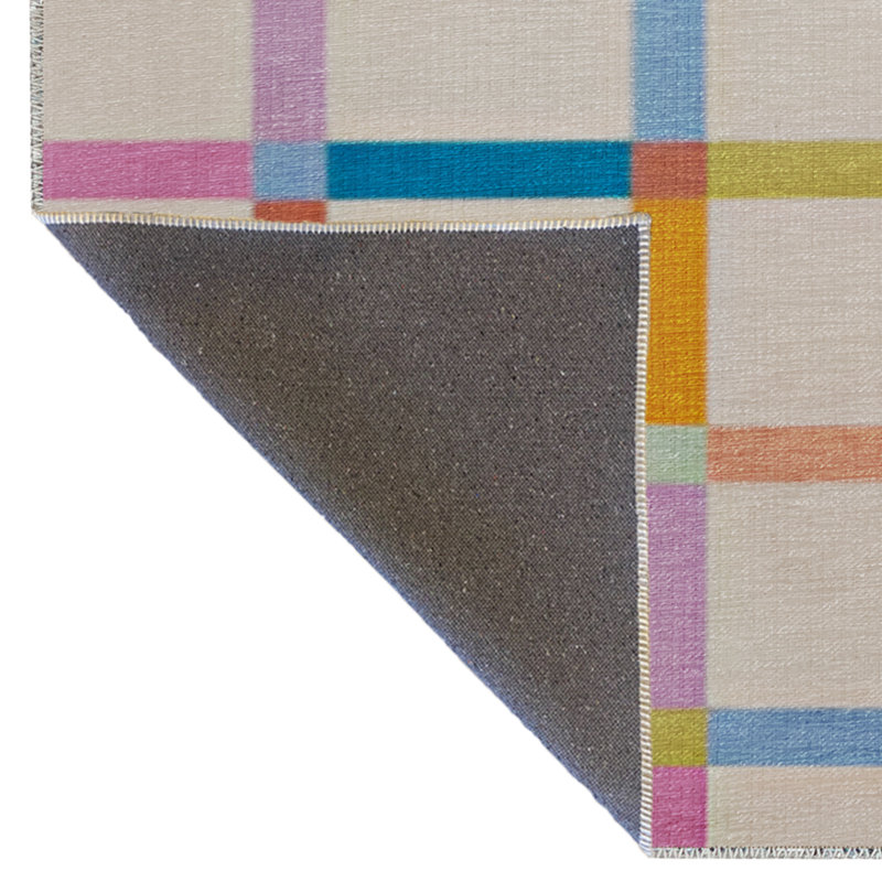 Tapis intérieur / extérieur en polypropylène tissé à la machine Senikka bleu / jaune / beige