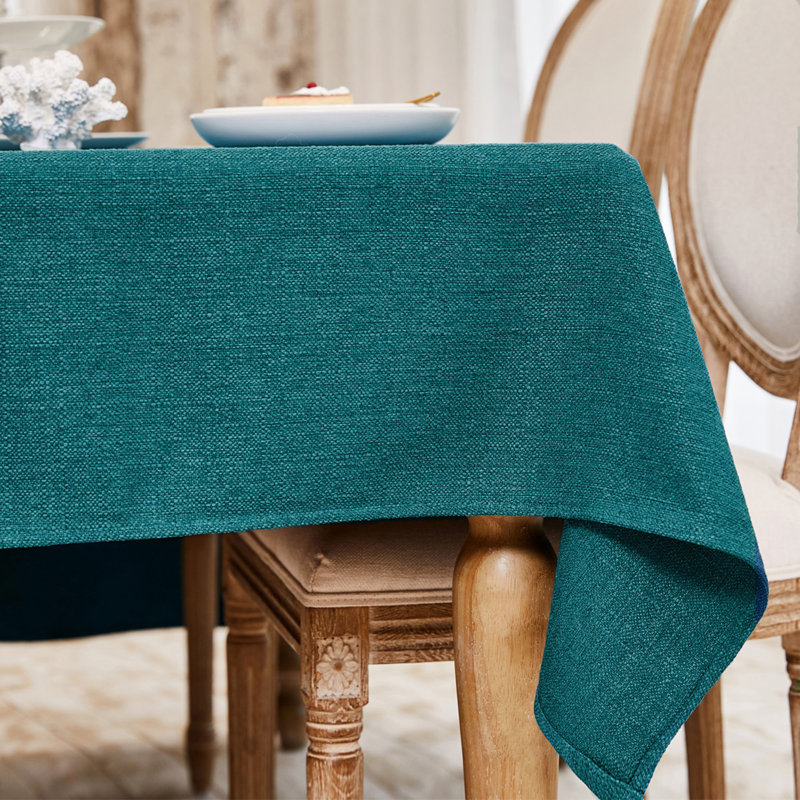 Gimena Fall Rectangle Stain Resistant Tablecloth, 95" L x 55" W, Sea Green
