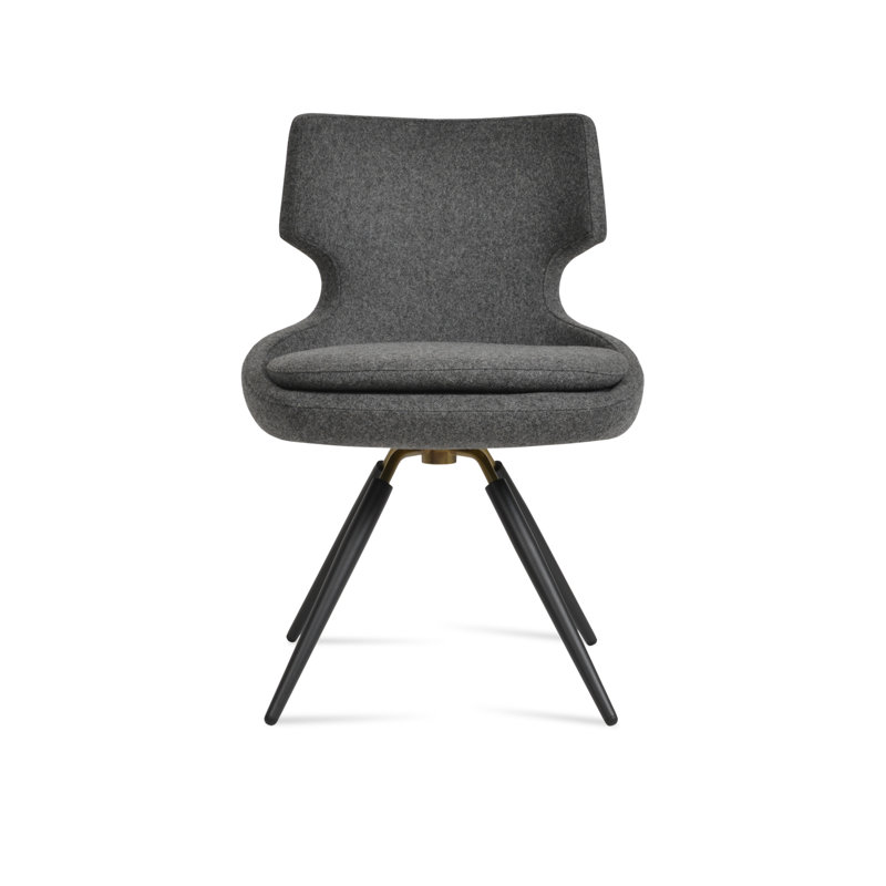 Chaise d'appoint pivotante carotte Patara, Gris foncé, Noir
