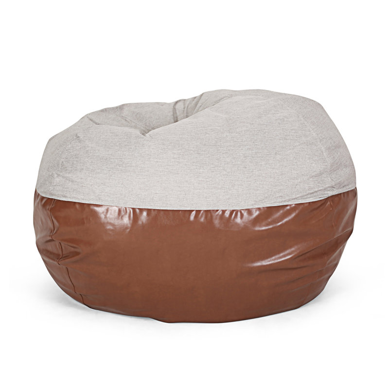 Fauteuil à billes rond Maxi, H 42 po x l 54 po x P 54 po, Similicuir gris clair / brun
