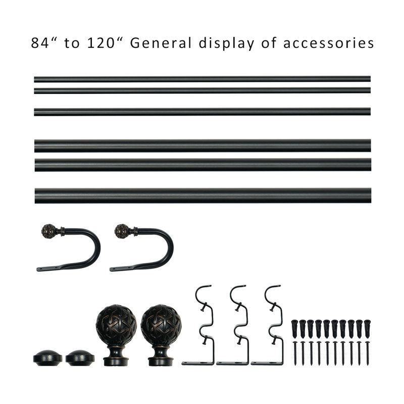 Tringle à rideaux double ajustable Devingo, 84” – 120", Or noir