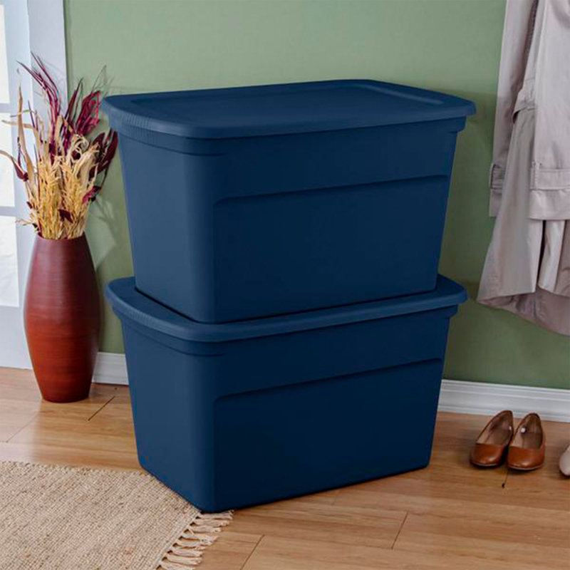 Sterilite Plastic Stackable Storage Tote Container Bin, 6, 120 qt, Blue