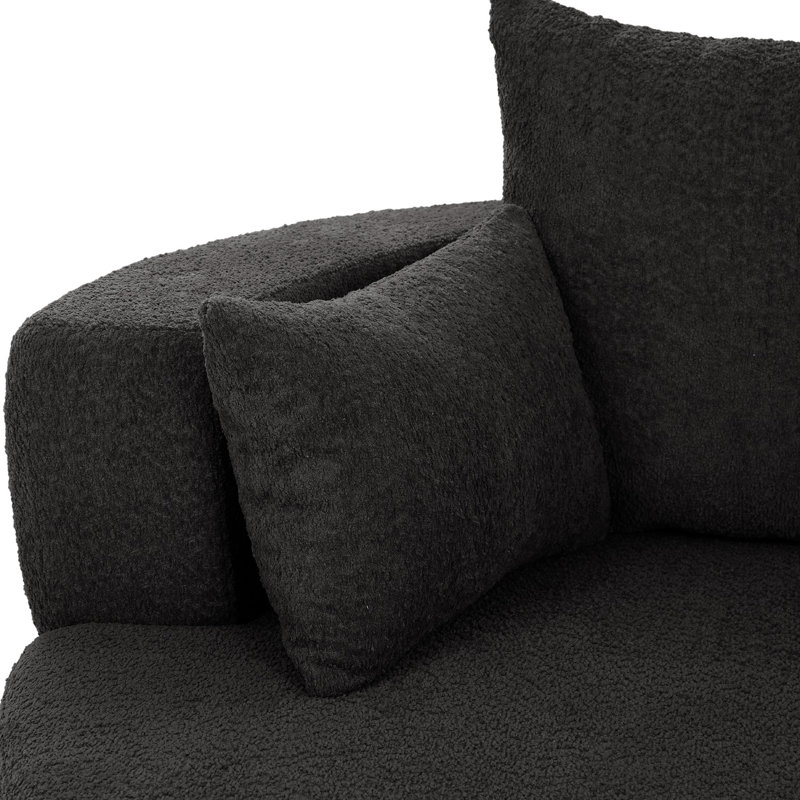 360° Swivel Chair Swivel Round Sofa Chair With 3 Removable Pillows, Black