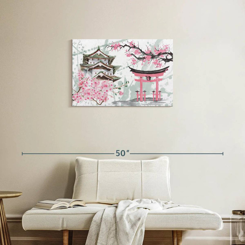 Lilie Hirosaki Castle au printemps, H 20 po x l 30 po