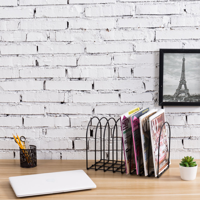 Black Metal Wire 8-Slot Desktop Document Organizer