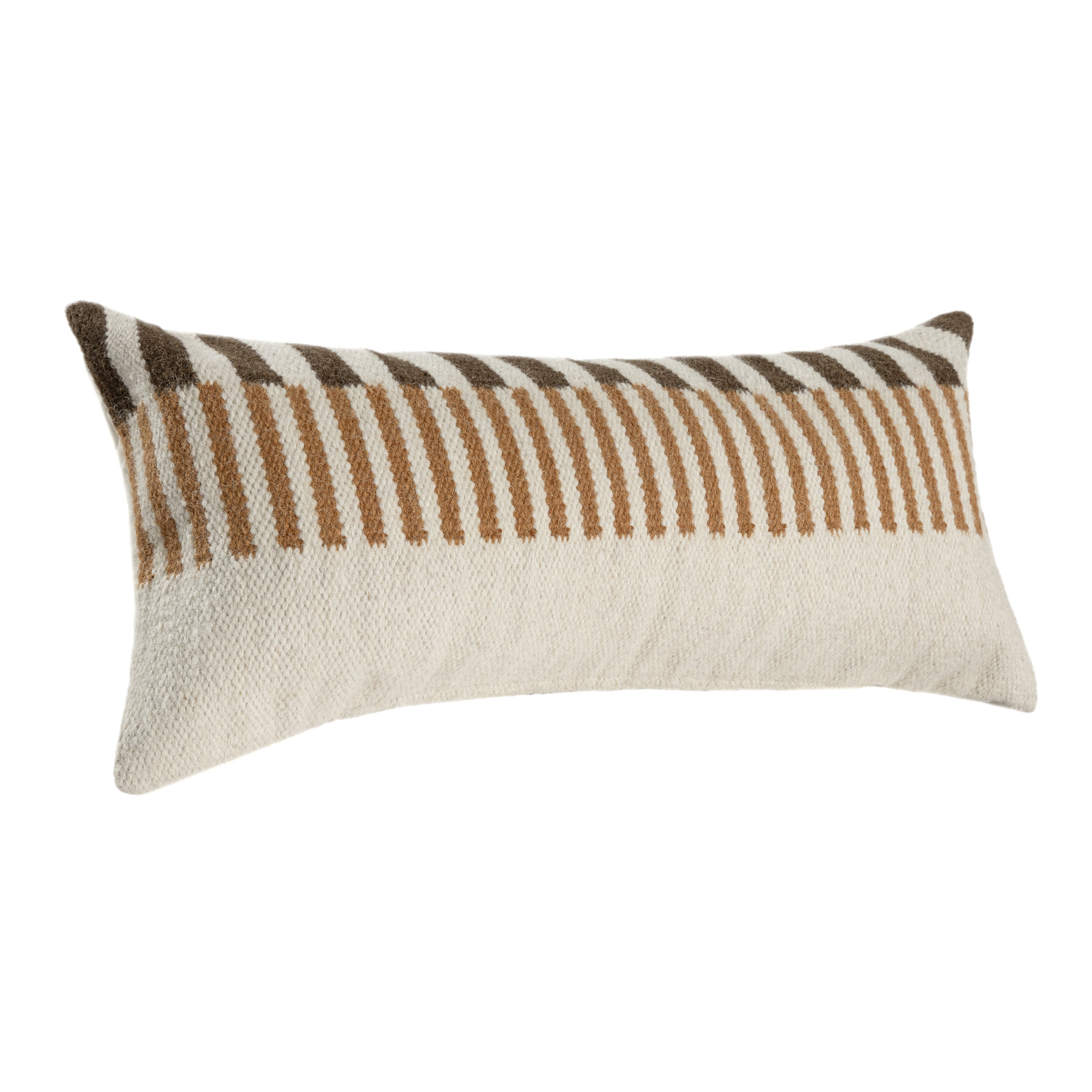 Atelier Contemporary Geometric Hand-Woven Throw Pillow, Brown/Orange, Rectangular 14"H x 28"W, Polyester
