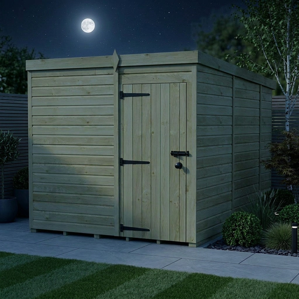 Total Sheds 7ft x 10ft Pent Garden Shed - Single Door - No Windows - Pressure Treated Timber - UK Manufactured