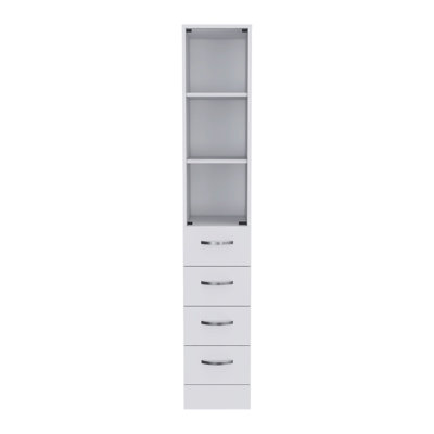 White 3-Drawer 3-Shelf Linen Cabinet