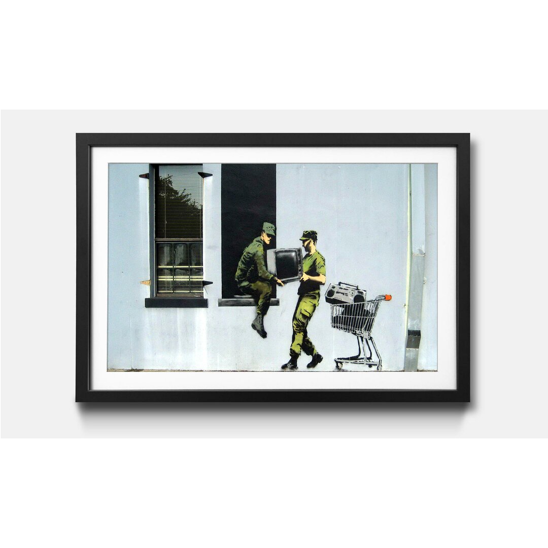 Gerahmtes Poster The Tv Loving Army von Banksy