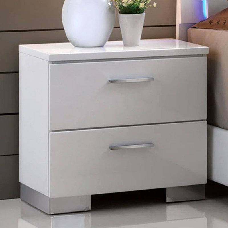 Table de chevet contemporaine avec deux tiroirs de rangement pour la chambre à coucher, idéale pour la vie moderne et les espaces organisés