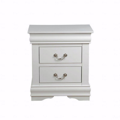 Solid Pine Nightstand With 2 Drawers In In White Finish