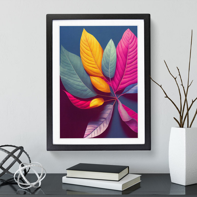 Colourful Leaves No.4 - Single Picture Frame Print, Black Framed, 34cm H x 25cm W x 2cm D