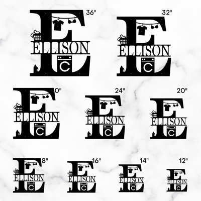 Laundry Room - Custom Metal Wall Accents, Metal Split Letter Monogram Wall Decor, Metal Name Sign On Wall, Personalized Wall Decorations Gift