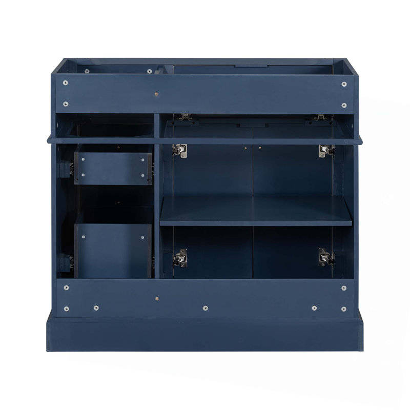 Meuble-lavabo de 36 po sans lavabo, meuble de rangement en bois massif, meuble-lavabo autoportant avec 3 tiroirs et tablette réglable