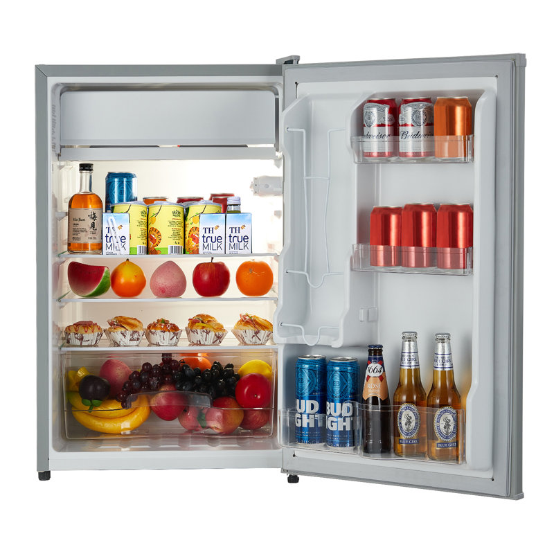 Mini réfrigérateur compact de 4,3 pieds cubes avec congélateur, température réglable, tablettes amovibles et bac à légumes, réfrigérateur à économie d'énergie ultra silencieux pour dortoir de bureau de chambre à coucher, blanc