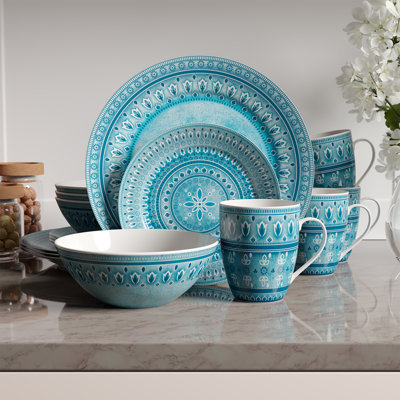 Shyleen Piece Porcelain China Dinnerware Set - Service for 4