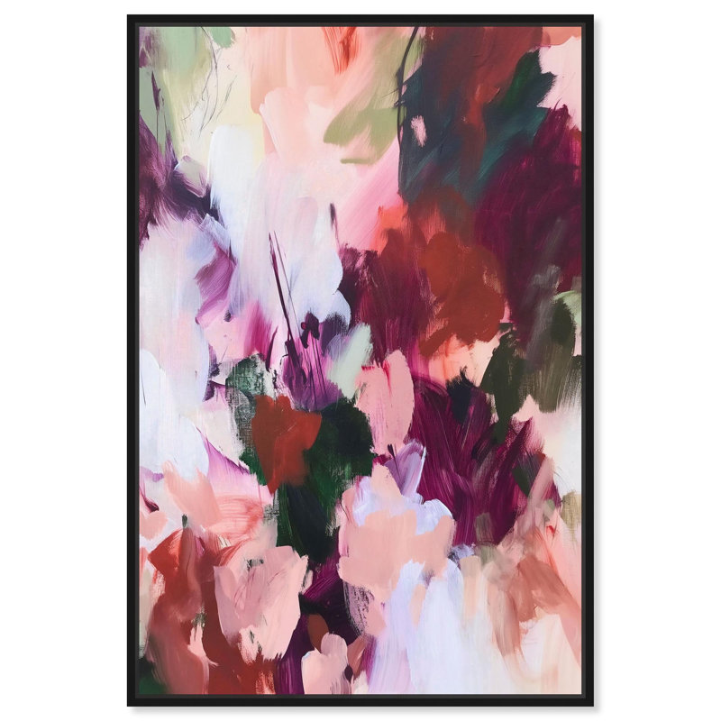 Adelas Garden I Canvas Colorful Abstracts by , Black Floater Framed, 16" H x 11" W