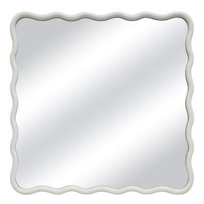 Wavy Wood Framed Square Wall Mirror