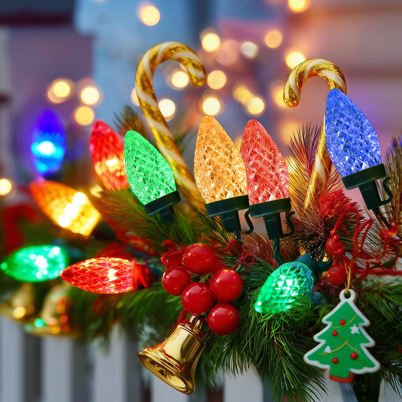 25ft BIG Bulb C9 Christmas String Lights, 50 Bulbs, Multicolor, Battery Powered, Multicolor