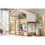 Lit superposé en bois avec tente-926812977