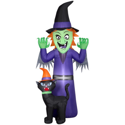  Airblown 9 ft. LED Prelit Witch and Cat Inflatable