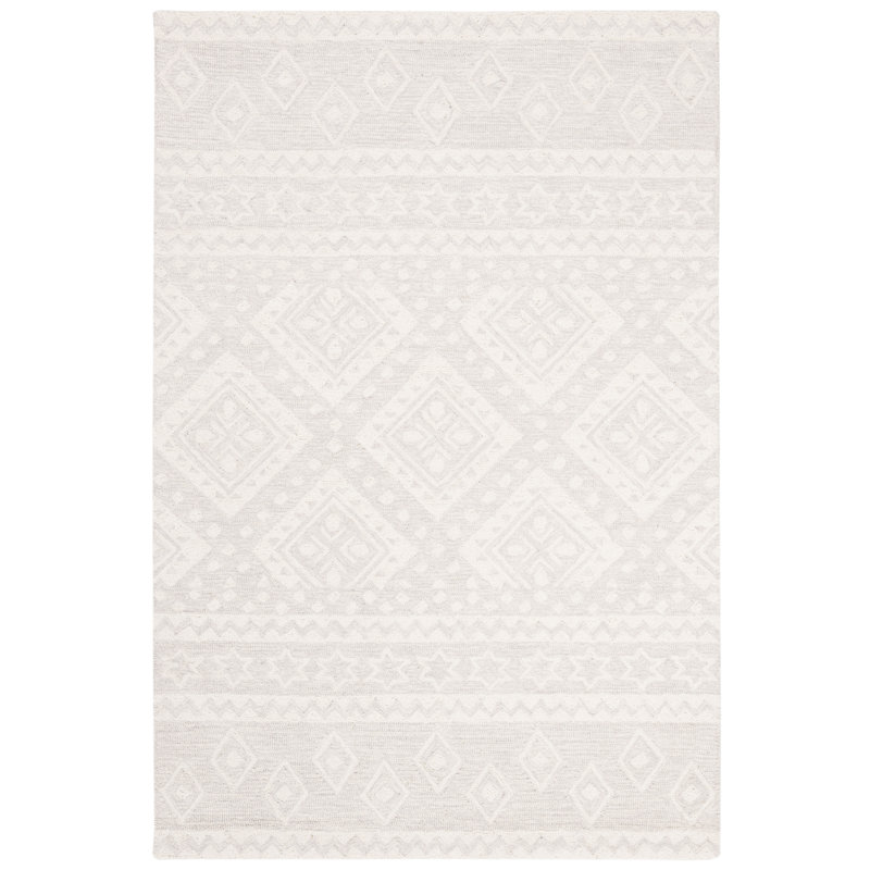 Vedika Hand Tufted Wool And Cotton With Latex Geometric Rug, Rectangle 2' x 3'
