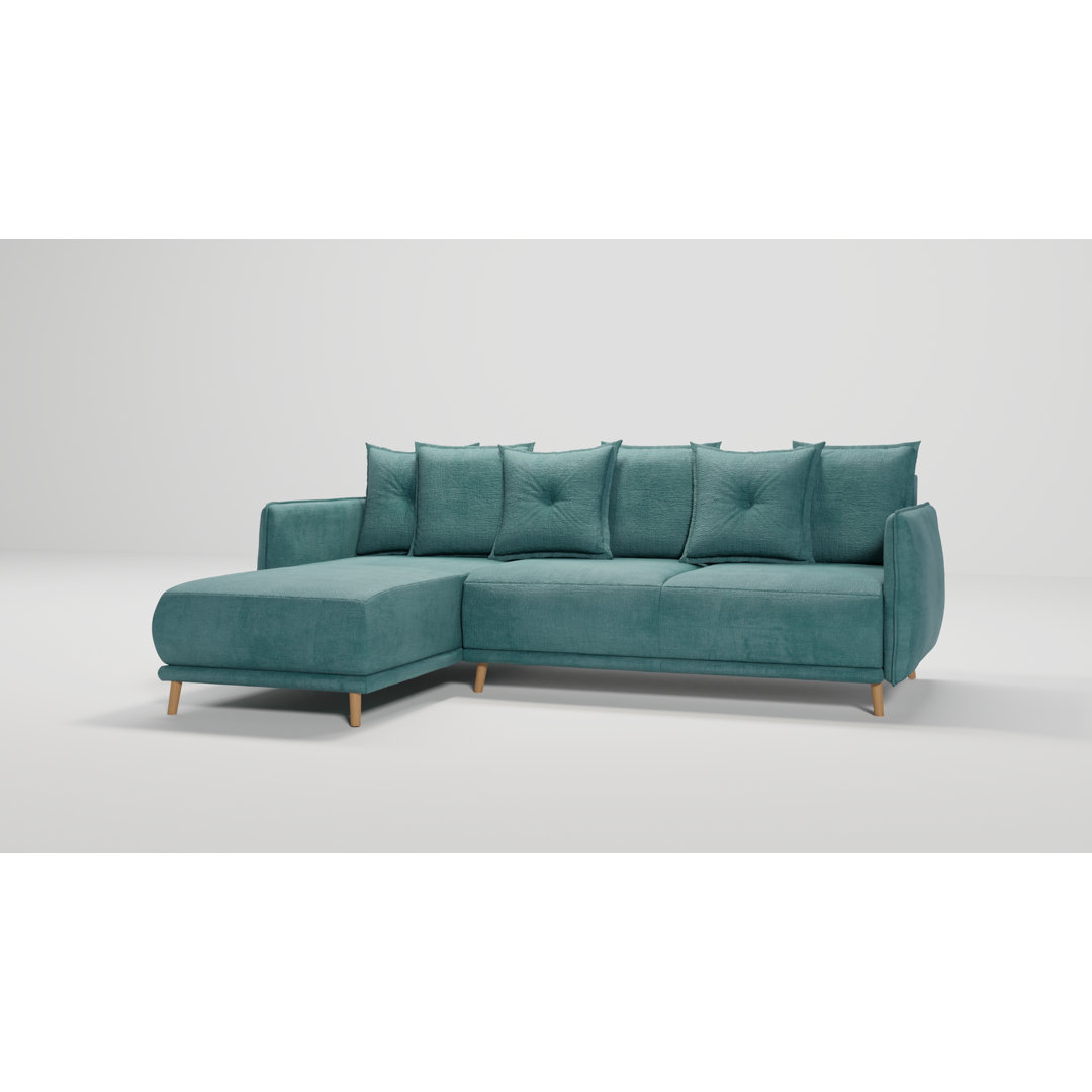 Ecksofa Edvard mit Schlaffunktion Und Bettkasten In Scandinavischem Design mit Holzfüßen aus Luxusmicrofaser