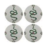Thistle And Snake Vegan Leather Round Pebble Placemat