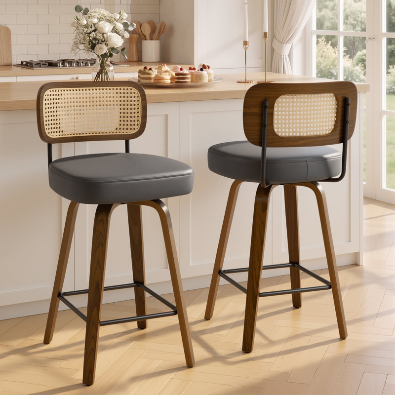 Tabouret de bar et de comptoir pivotant Lucania, Tabouret de bar (siège d'une hauteur de 29 po), Gris, Brun