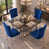 Navy Blue Velvet-Sliver Leg