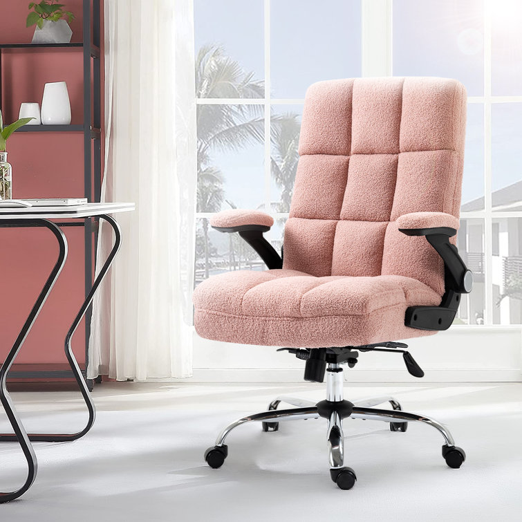 Ergonomic Pink Office Chair with Lumbar Support and Thicker Cushion