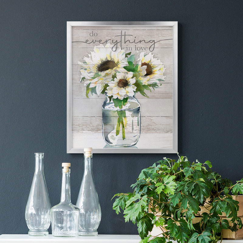 Toile encadrée de qualité «Do Everything In Love» - prête à être accrochée, Argent, H 24 po x l 20 po