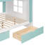 Lit superposé double avec tiroirs et tablettes de rangement, lit superposé en bois avec bande lumineuse, blanc et bleu-177336905