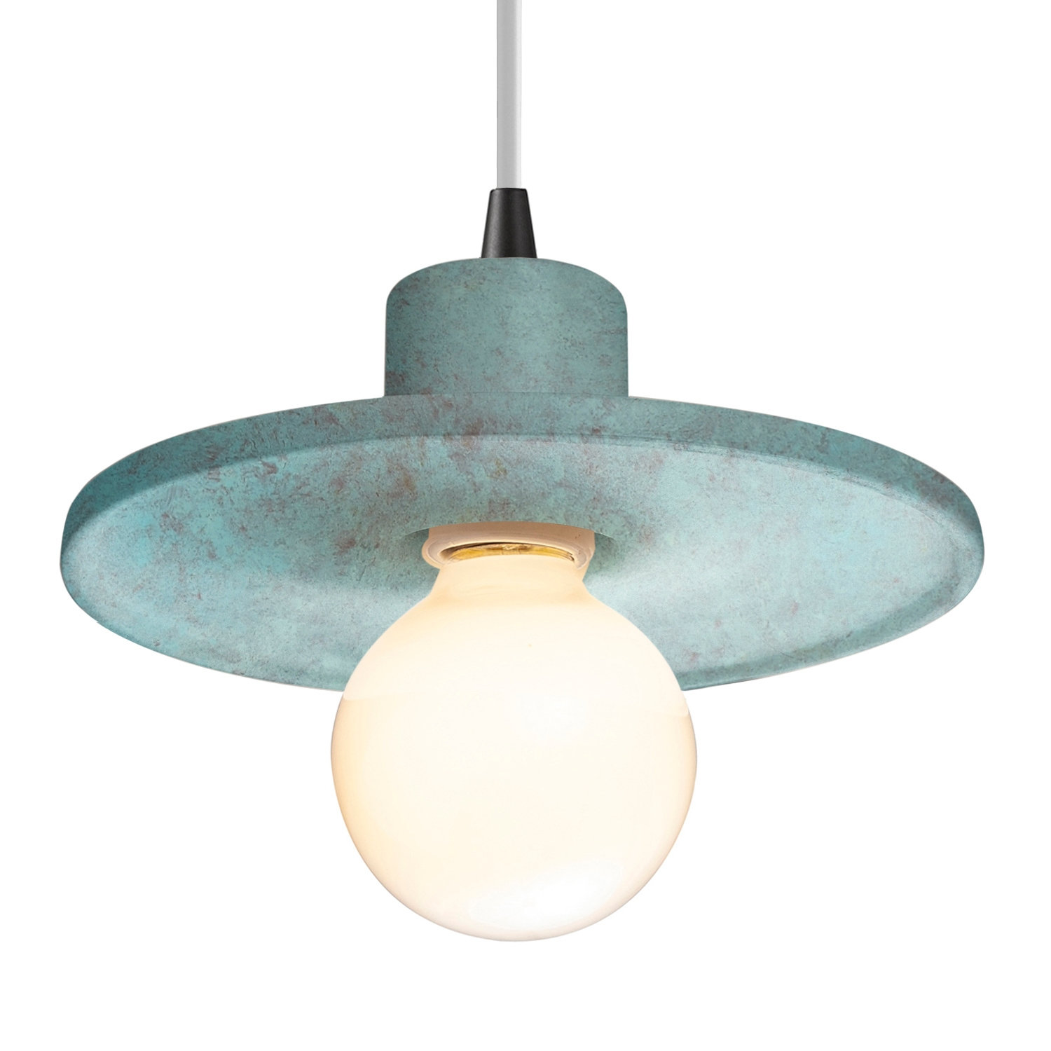 Leni Ceramic Dimmable Pendant, Verde Patina, Matte Black