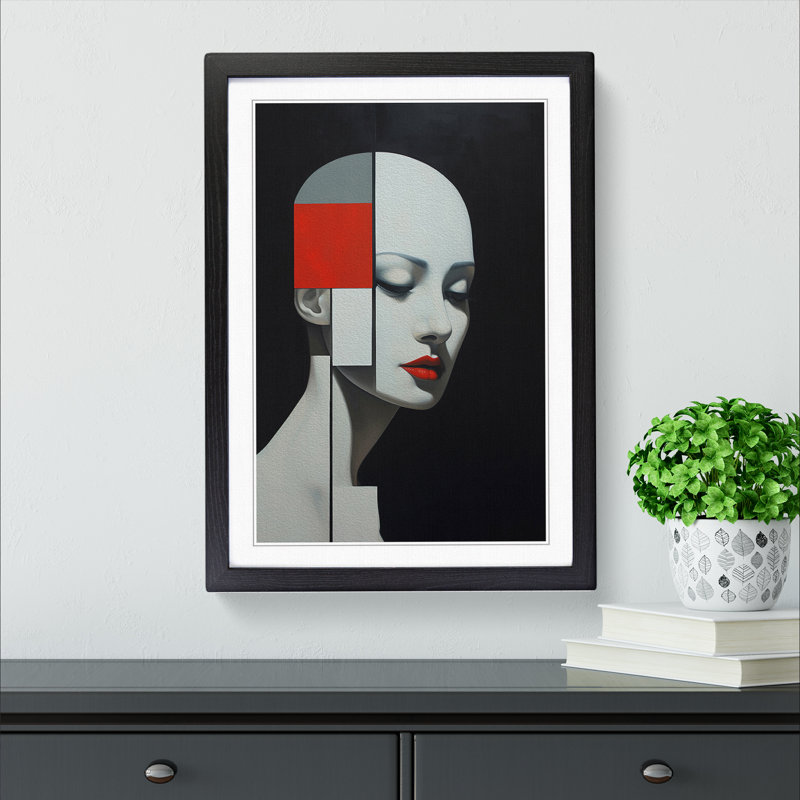 XYZ-FRM-V1223-4520 Minimalist Hard Edge No.2 - Single Picture Frame Print on Wood, 34cm H x 25cm W x 2cm D, Black