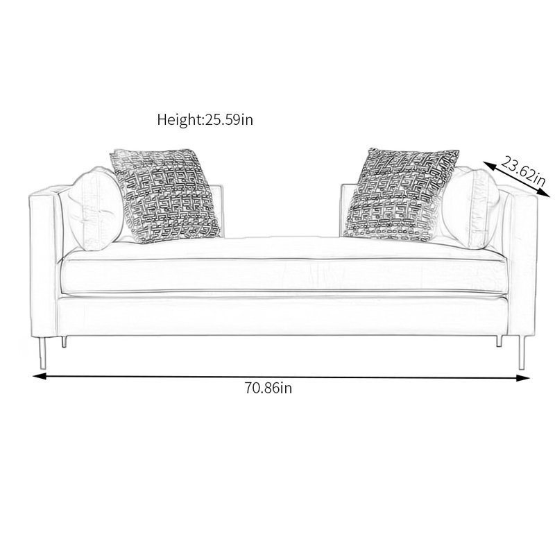 Banc rembourré en velours, Blanc cassé, H 25,59 po x l 70,86 po x P 23,62 po
