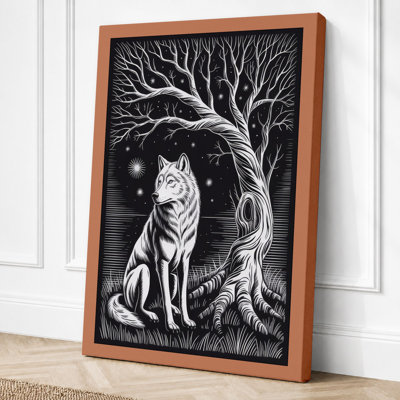 Wolf Beneath Ancient Boughs Vintage 1 Piece Wrapped Canvas Wall Art