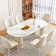 Luxe Creamy Dining Table with Roman Column Legs
