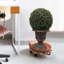 Plante artificielle de 24 po de hauteur, arbuste topiaire en forme de boule dans un pot à piédestal en bronze pour une utilisation intérieure et extérieure