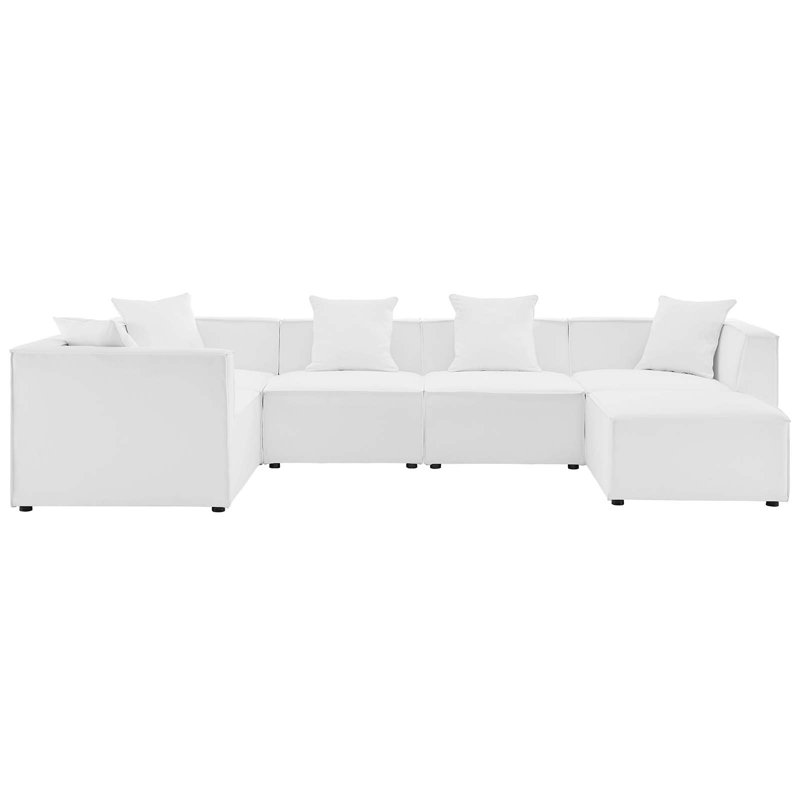 Saybrook Outdoor Patio Upholstered 6-Piece Sectional Sofa, White