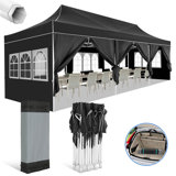 Canopy 10x30 Pop Up Canopy Tent Heavy Duty with 8 Sidewalls,UPF50+ and Waterproof 1500mm,3 Height Adjustable