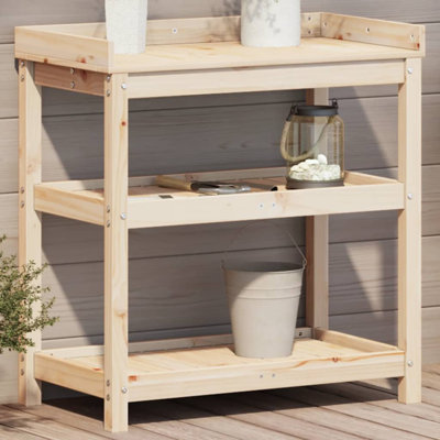  Potting Table Natural Pine Solid Pine Wood Medium Potting Table