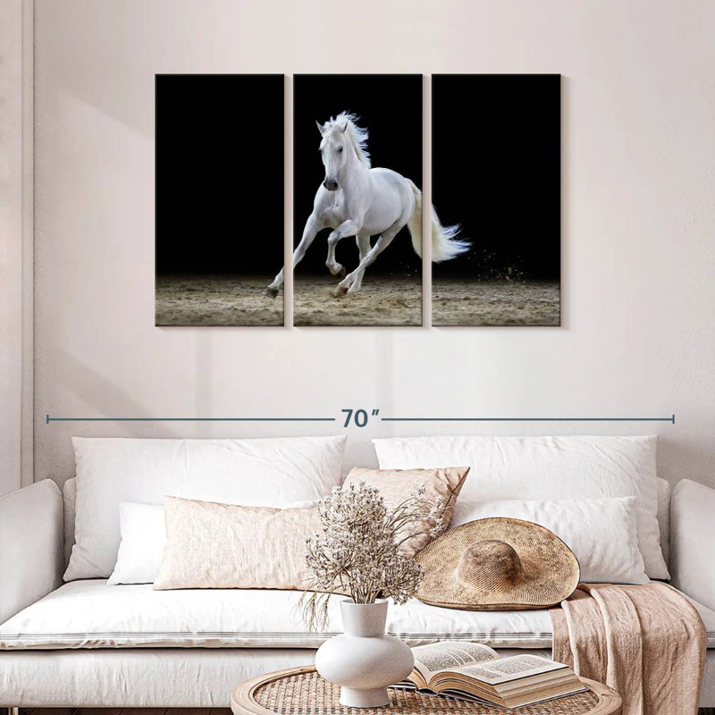 Brampt Galloping White Stallion, 32" H x 50" W