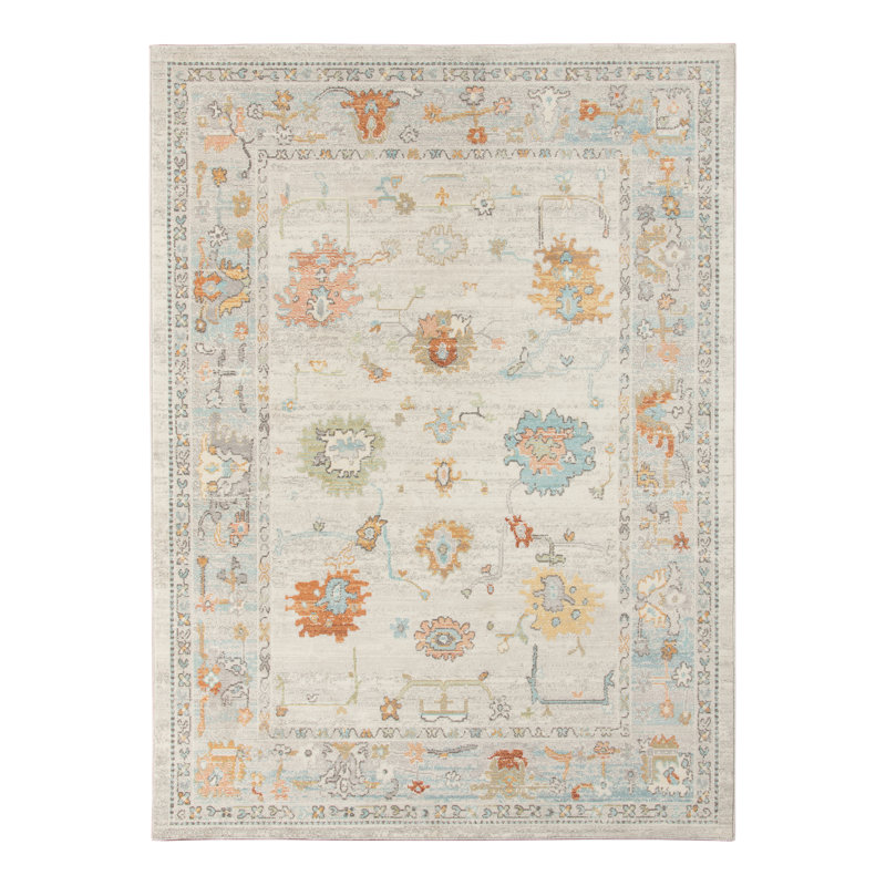 Chilverton Boho Floral Indoor / Outdoor Area Rug, Rectangle 7'9" x 9'9"
