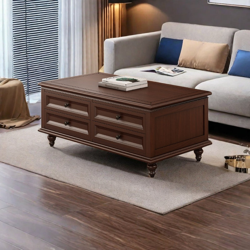 Table basse rétro avec grande capacité de rangement, H 19,69 po x L 55,12 po x l 28,35 po