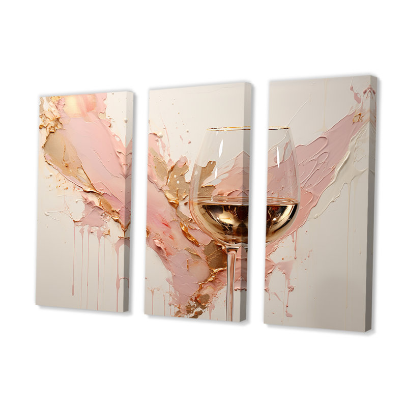 Minimalisme vin champagne II - ensemble de décoration murale vin et champagne, H 28 po x l 36 po x P 1 po
